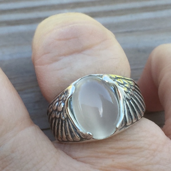 Eagle Wing Ring .925 Sterling Silver w/ Genuine Moonstone gemstone made in USA - Picture 6 of 8